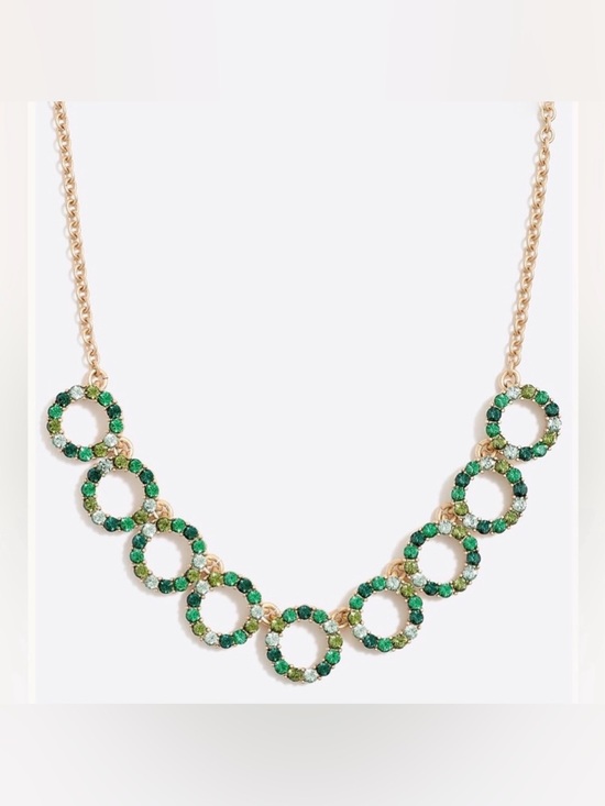 J. Crew Jewelry - NWT [J. Crew] Green/Gold Gemstone Crystal Wreath Statement Adjustable Necklace